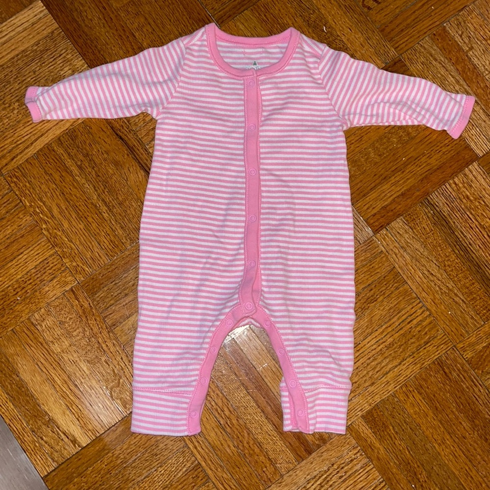 Baby Gap pink and white stripe ribbed snap one piece 0-3 months first favorites